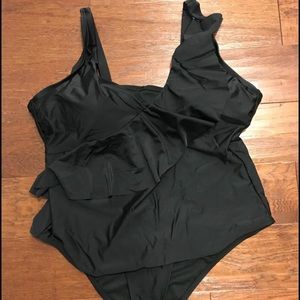 Kona Sol Black one piece bathing suit 22W